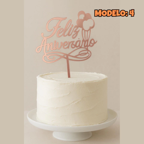 Imagen de Toppers Feliz Aniversario Rosa Gold