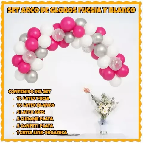 Set Decoracion Arco Base Fucsia y Blanco - comprar online