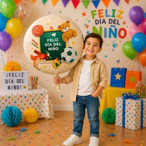 Globos Ciruclar Feliz Dia Del Niño 45cm - comprar online