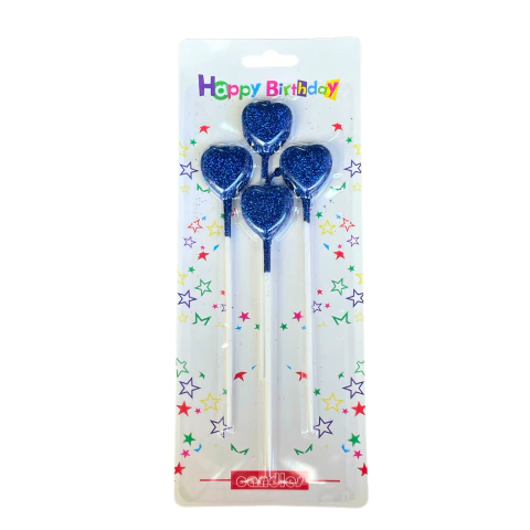 Vela Forma Corazon con Glitter X4 - tienda online