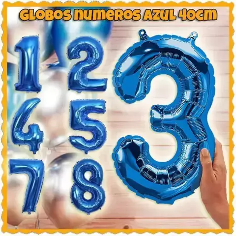Globos Numeros Azul 40cm - comprar online