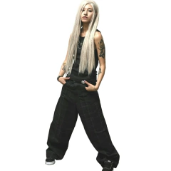 Pantalon de Dama Oversize Baggy Ancho Gabardina Cuadrille Old School The Dark King