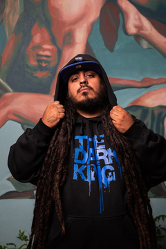 Buzo de Friza con Capucha Oversize Hoodie Estampado Logo Chorreado Azul The Dark King Temporada 2024 en internet
