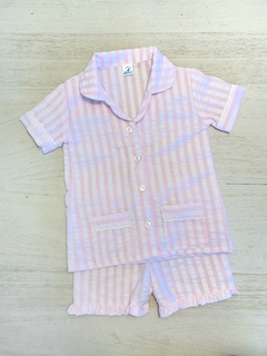 PIJAMA CLOQUE RAYADO ROSA