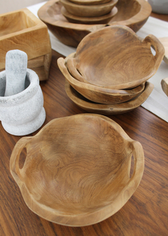 Bowl / cuenco con manijas chico en teca! - comprar online