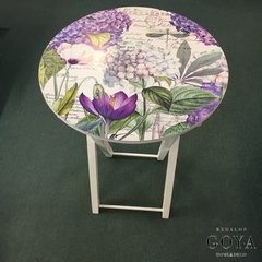 Mesa Auxiliar Plegable Madera Estampada Hortensias