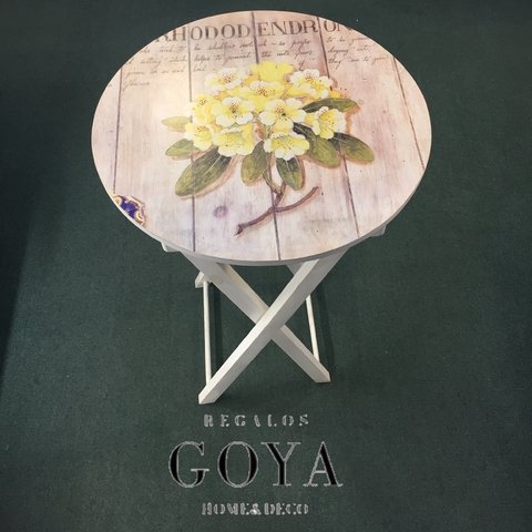 Mesa Auxiliar Plegable Madera Estampada Yellow Flowers