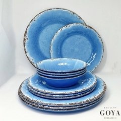 Set Vajilla Melamina Linea Blue x12 Piezas