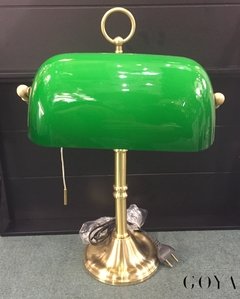 Lampara Bronce Escribano - Tulipa Vidrio Verde