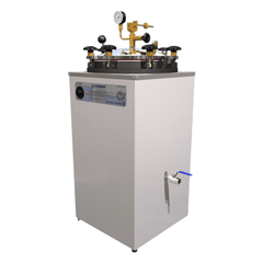 AUTOCLAVE VERTICAL ANALÓGICA 225L TAMPA AÇO INOX CÂMARA INTERNA 60 CM DIÂ. X 80 CM ALT. COM MANÔMETRO E 3 CESTOS 220V