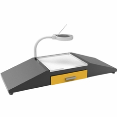PLATAFORMA (MESA) PARA USO EM BANCADA PARA SEPARAÇÃO, LIMPEZA, TESTES EM SEMENTES, LUPA 7X SUPERFÍCIE ILUMINADA 30X27CM - comprar online
