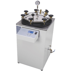 AUTOCLAVE VERTICAL, DIGITAL, 100 LITROS, COM TAMPA EM AÇO INOX, CÂMARA INTERNA 40 X 80 CM (ØXA), EQUIPADA COM MANÔMETRO E 3 CESTOS, 220V