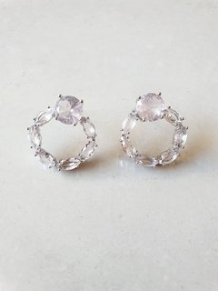 Brinco de Banho de Ródio Branco e Zircônia