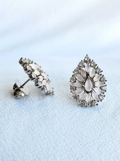Brinco de Banho de Ródio Branco e Zircônia - comprar online