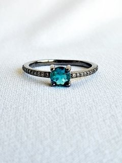 Anel de Prata 925, Banho de Ródio Negro e Zircônia - comprar online