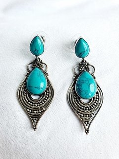 Brinco de Turquesa Reconstituída e Prata 925