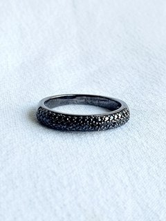 Anel de Banho de Ródio Negro e Zircônia - comprar online