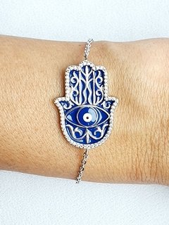 Pulseira Mão de Fátima de Prata 925 e Zircônia