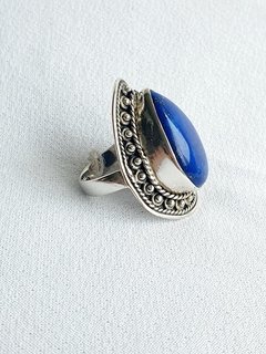 Anel de Prata 925 e Lápis Lazuli - Morghann semijoias - peças em prata, banho de ouro, pedras naturais  