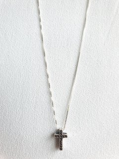Colar Crucifixo de Prata 925 e Marcassita