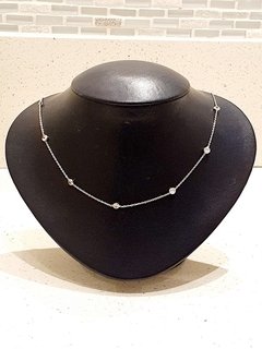 Colar de Prata 925, Banho de Ródio Branco e Zircônia