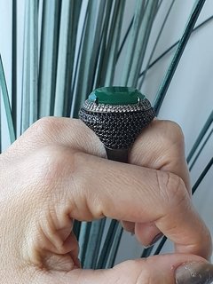 Anel de Banho de Ródio Negro e Zircônia - comprar online
