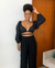CROPPED TRICOLINE MANGA LONGA PRETO