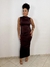 VESTIDO EM POLIAMIDAS DRAPEADO MARROM - loja online