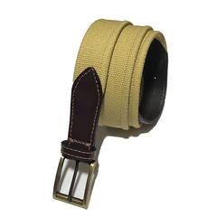 Cinturón Clásico Algodón Y Cuero Liso - comprar online