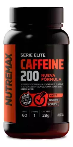 Nutremax Caffeine 200 Suplemento Cafeína Sin Tacc X 60c