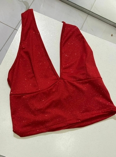 TOP GLITTER MICROFIBRA HALTER
