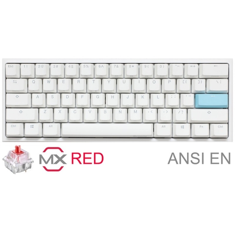 TECLADO GAMER DUCKY ONE 2 MINI PURE WHITE RGB VERSION GAMING CHERRY MX RED DOUBLE-SHOT PBT MECANICO