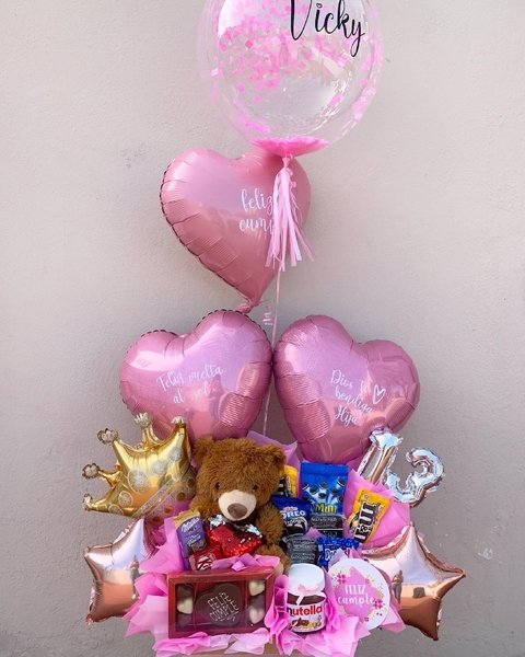 Detalle con Peluche, Dulces, Globos con aire y con helio