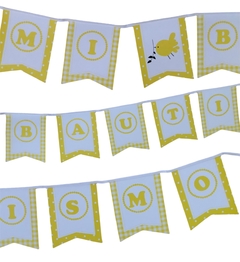 BANDERIN BAUTISMO BLANCO Y AMARILLO