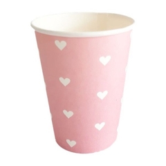 VASO POLIPAPEL ROSA CORAZON x10