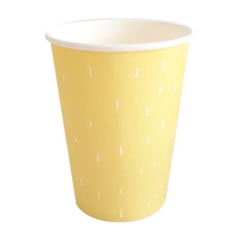 VASO POLIPAPEL AMARILLO PASTEL PINTITAS x10