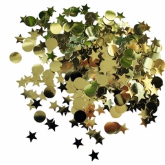 CONFETI CIRCULOS Y ESTRELLAS DORADOS