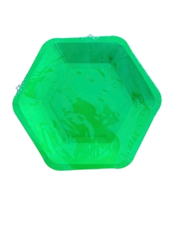 PLATO DE POLIPAPEL HEXAGONAL 17cm VERDE x6