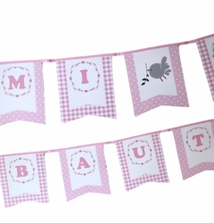 BANDERIN MI BAUTISMO BLANCO Y ROSA