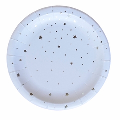 PLATO BLANCO ESTRELLITAS PLATEADAS