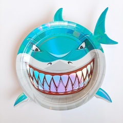 PLATO DE POLIPAPEL TIBURON METALIZADO 17cm