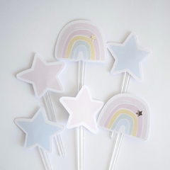 MINI TOPPERS ARCOIRIS x6