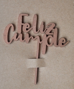 MINI TOPPER MADERA “FELIZ CUMPLE” OCRE