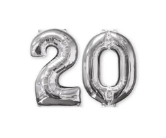 GLOBO NUMERO DECADA 20 PLATEADO