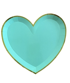 PLATO CORAZON VERDE AQUA x unidad