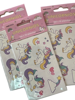 TATTOO TEMPORAL UNICORNIOS - Set x 10 planchas - comprar online