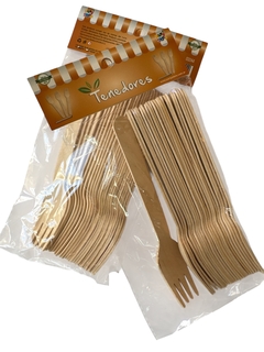 TENEDOR DE BAMBU 16cm - Bolsa x 25 unidades