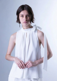 Blusa escote americano con lazo - tienda online