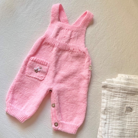 Mameluco de lana "Niceto" Rosa intenso (0 a 3 meses y 3 a 6 meses)