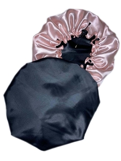 TOUCA ANTI FRIZZ CETIM DUPLA FACE ROSA/PRETO G